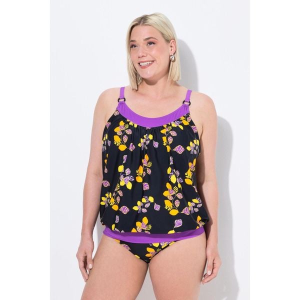 Damskie Tankini cytryny miękkie miseczki okrągły dekolt regulowane ramiączka. Czarne bikini damskie Ulla Popken, plus size, bez wzorów, plus size. Za 279.99 zł.