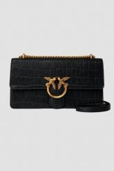 PINKO Czarna listonoszka damska Love One Classic DC Cocco Nabuccato. Czarne listonoszki damskie Pinko, bez wzorów, ze skóry, eleganckie, bez dodatków. W wyprzedaży za 1,149.99 zł.