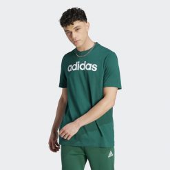 Essentials Single Jersey Linear Embroidered Logo Tee. Białe buty sportowe męskie Adidas, z jersey, bez zapięcia, na fitness i siłownię. Za 95.00 zł.