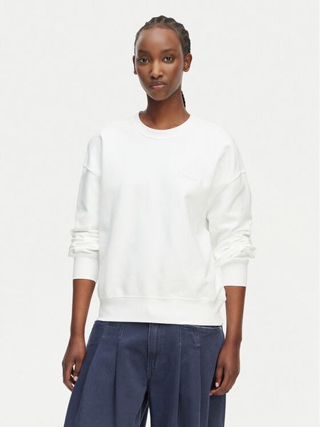 Calvin Klein Bluza LV044G214G Biały Regular Fit. Białe bluzy damskie Calvin Klein, m, bez wzorów, z bawełny, bez kaptura. Za 299.99 zł.