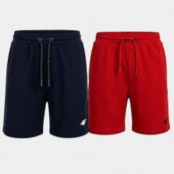 KOMPLET SPODENEK MĘSKICH 4F ZESTAW 2PAK DRESOWE SZORTY PRZED KOLANO. Krótkie spodenki sportowe męskie 4f, l, bez wzorów, z bawełny, do biegania. Za 179.98 zł.