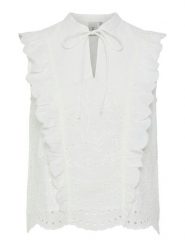 YAS Bluzka Luma 26036259 Biały Regular Fit. Białe bluzki damskie YAS, bez wzorów, z bawełny, bez kołnierzyka, bez ramiączek. Za 239.99 zł.