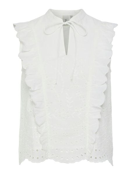YAS Bluzka Luma 26036259 Biały Regular Fit. Białe bluzki damskie YAS, bez wzorów, z bawełny, bez kołnierzyka, bez ramiączek. Za 149.99 zł.