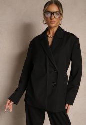 Czarna Marynarka o Pudełkowym Kroju Usztywnionymi Ramionami Sonarieta. Czarne żakiety damskie Renee, m, bez wzorów, eleganckie. Za 239.99 zł.