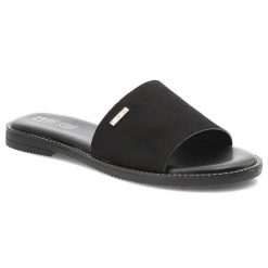 Czarne Klapki Big Star Modne Obuwie Damskie. Czarne klapki damskie Big Star, z aplikacjami, z zamszu, eleganckie, bez obcasa. Za 139.00 zł.