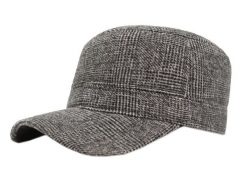 Czapka z Daszkiem Jesienno-Zimowa, Jasna Szara w Drobny Wzór, Patrolówka z Nausznikami -Pako Jeans. Szare czapki i kapelusze męskie Pako Jeans, na zimę, bez wzorów, z jeansu. Za 59.00 zł.