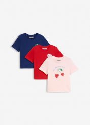 T-shirt z czystej bawełny organicznej (3 szt.). Czerwone t-shirty i topy dla dziewczynek bonprix, bez wzorów, z bawełny, bez ramiączek. Za 68.97 zł.