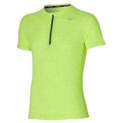 Koszulka Mizuno Dafhz. Zielone koszulki sportowe męskie Mizuno, l, bez wzorów, bez kołnierzyka, bez ramiączek, do biegania. Za 209.10 zł.