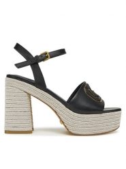 Guess Espadryle FLJFML LEA03 Czarny. Czarne sandały damskie Guess, z aplikacjami, ze skóry, bez obcasa, bez zapięcia. Za 399.99 zł.