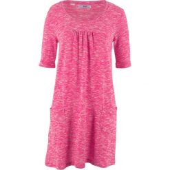 Sukienka shirtowa melanżowa, rękawy 1/2 bonprix ciemnoróżowo-biały melanż. Czerwone sukienki damskie bonprix, melanż. Za 49.99 zł.