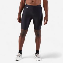 Second Life - Legginsy do biegania krótkie męskie Kiprun Run... - Stan Doskonały. Czarne legginsy sportowe męskie KIPRUN, m, bez wzorów, z materiału, krótkie, do biegania. Za 33.99 zł.