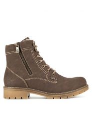 Rieker Botki Y9134-25 Brązowy. Brązowe botki damskie Rieker, z materiału, bez obcasa, na płaskiej podeszwie, bez zapięcia. Za 293.99 zł.