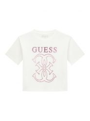Guess T-Shirt J6RI22 K8HM4 Biały Regular Fit. Białe t-shirty i topy dla dziewczynek Guess, z aplikacjami, z bawełny, bez ramiączek. Za 119.99 zł.