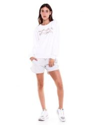Złote i srebrne bluzy damskie. Białe bluzy damskie LEONE 1947 APPAREL, s, bez wzorów, bez kaptura, na fitness i siłownię. Za 105.21 zł.
