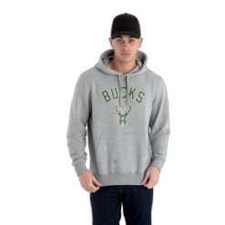 Bluza z kapturem Milwaukee Bucks NBA. Szare bluzy męskie New Era, m, bez wzorów, z kapturem. Za 293.50 zł.