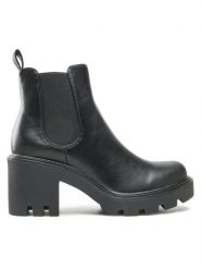 DeeZee Botki WS5596-09 Czarny. Czarne botki damskie DeeZee, ze skóry, bez obcasa, na słupku, bez zapięcia. Za 139.99 zł.