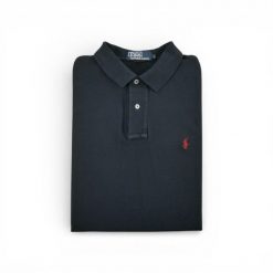 Second life - Koszulka polo męska z krótkim rękawem granatowa - Stan dobry. Niebieskie buty sportowe męskie Ralph Lauren, bez zapięcia, na golfa. Za 105.71 zł.