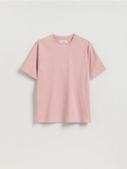 T-shirt regular z bawełny - jasnofioletowy. Fioletowe t-shirty męskie Reserved, l, bez wzorów, z bawełny, bez kołnierzyka. Za 49.99 zł.