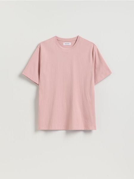 T-shirt regular z bawełny - jasnofioletowy. Fioletowe t-shirty męskie Reserved, l, bez wzorów, z bawełny, bez kołnierzyka. Za 49.99 zł.