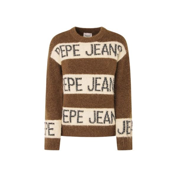 Sweter damski Pepe Jeans Helmi. Białe swetry damskie Pepe Jeans, na zimę, s, bez wzorów, z jeansu, biznesowe, bez kołnierzyka, bez ramiączek, długie, bez kaptura. Za 448.85 zł.