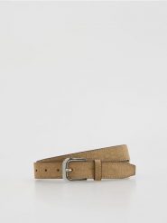 Pasek z tłoczonym wzorem - beżowy. Brązowe paski damskie Reserved, bez wzorów. Za 59.99 zł.