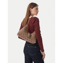 Torebka Guess. Brązowe torebki do ręki damskie Guess, z aplikacjami, klasyczne, bez dodatków. Za 544.99 zł.