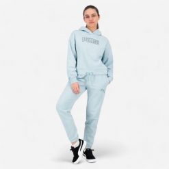 Spodnie dresowe damskie Puma Gym & Pilates. Niebieskie spodnie dresowe damskie Puma, l, bez wzorów, z bawełny. Za 89.99 zł.