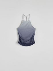 Bluzka z wiązaniem na szyi - wielobarwny. Bluzki damskie Reserved, l, bez wzorów, z dzianiny, bez kołnierzyka, bez ramiączek. W wyprzedaży za 25.99 zł.