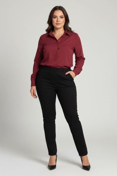 Eleganckie czarne spodnie Jeangaliny02 o kroju regular PLUS SIZE XXL OVERSIZE JESIEŃ. Czarne spódnice damskie Moda Size Plus Iwanek, na jesień, plus size, bez wzorów, z bawełny, eleganckie, plus size, oversize. Za 199.90 zł.