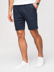 Szorty męskie z gładkiej dzianiny REGULAR FIT - granatowe V4 - Rozmiar: M. Niebieskie szorty męskie Ombre Clothing, na lato, m, bez wzorów, z dzianiny, wizytowe. W wyprzedaży za 99.99 zł.