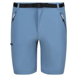 Spodenki turystyczne Regatta Xert III. Niebieskie krótkie spodenki sportowe męskie Regatta, bez wzorów, trekkingowe. W wyprzedaży za 230.90 zł.