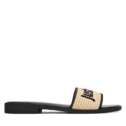 Klapki Just Cavalli. Brązowe klapki damskie Just Cavalli, bez wzorów, bez obcasa. Za 555.99 zł.