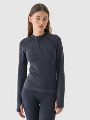 4F Longsleeve bezszwowy slim w prążki damski - czarny XS/S. Czarne t-shirty damskie 4f, s, bez wzorów, z dzianiny, klasyczne, bez kołnierzyka. W wyprzedaży za 59.99 zł.