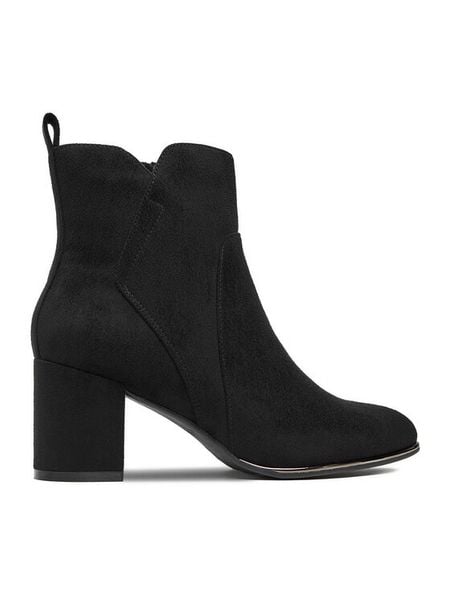 JENNY Botki CEO-CD24-242H-2 Czarny. Czarne botki damskie Jenny, z materiału, bez obcasa, na słupku, bez zapięcia. Za 139.99 zł.