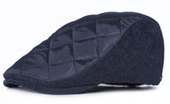 Jesienno Zimowy Kaszkiet Męski - Pikowanie - Pako Jeans - Granatowy. Niebieskie czapki i kapelusze męskie Pako Jeans, na jesień, bez wzorów, z jeansu. Za 65.00 zł.