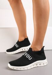 Czarne Buty Sportowe z Napisem LOVE i Elastyczną Cholewką Alaissa. Czarne obuwie sportowe damskie Renee, bez wzorów. Za 44.99 zł.