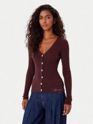 Guess Kardigan W5BR16 Z3OW2 Bordowy Slim Fit. Czerwone kardigany damskie Guess, xl, z aplikacjami, z syntetyku. Za 299.99 zł.