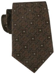 Brązowy Krawat z Eleganckim, Geometrycznym Wzorem - Alties. Brązowe krawaty i muchy Alties, bez wzorów, z tkaniny, eleganckie. Za 55.00 zł.