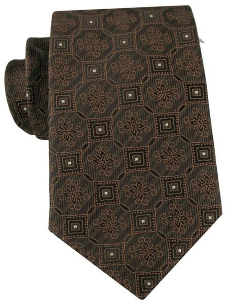 Brązowy Krawat z Eleganckim, Geometrycznym Wzorem - Alties. Brązowe krawaty i muchy Alties, bez wzorów, z tkaniny, eleganckie. Za 55.00 zł.