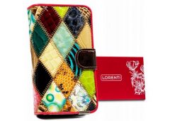 Portfel damski w patchworkowy wzór Lorenti [DH] 86302. Portfele damskie LORENTI, z aplikacjami, ze skóry. Za 80.99 zł.