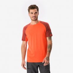 Koszulka męska trekkingowa z krótkim rękawem Simond Merino Resist. Brązowe koszulki sportowe męskie FORCLAZ, l, bez wzorów, z materiału, bez kołnierzyka, bez ramiączek, trekkingowe. Za 149.99 zł.