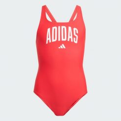 Strój kąpielowy Collegiate V-back Kids. Białe stroje kąpielowe dla dziewczynek Adidas, bez wzorów, z elastanu. Za 174.40 zł.