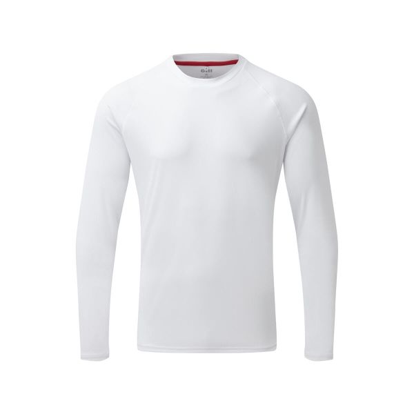 UV Tec Longsleeve męski. Białe bluzki z długim rękawem męskie GILL, l, bez wzorów, z materiału, bez kołnierzyka. Za 238.20 zł.