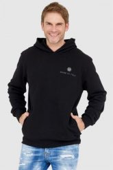PHILIPP PLEIN Czarna bluza hexagon z kapturem. Czarne bluzy męskie Philipp Plein, l, bez wzorów, z kapturem. W wyprzedaży za 1,899.99 zł.