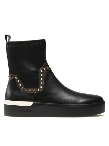 Liu Jo Botki Silvia 88 BF3051 EX212 Czarny. Czarne botki damskie Liu Jo, ze skóry, bez obcasa, na płaskiej podeszwie, bez zapięcia. Za 789.99 zł.