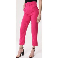 Fuksjowe Spodnie Graceful. Spodnie materiałowe damskie Born2be, l, bez wzorów, z materiału. Za 79.99 zł.