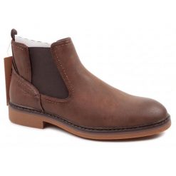 Buty sztyblety męskie Wrangler Toby. Brązowe botki męskie Wrangler, bez wzorów, z gumy, eleganckie, bez zapięcia. Za 269.00 zł.