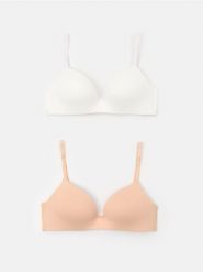 Biustonosze z koronką bez fiszbin 2 pack - kremowy. Białe biustonosze Sinsay, bez wzorów, z koronki. Za 35.99 zł.