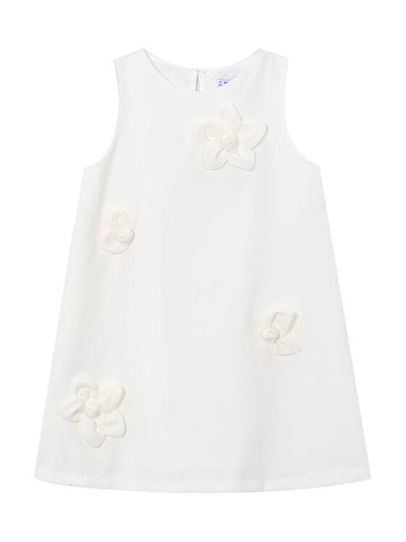 Mayoral Sukienka elegancka 3922 Écru Regular Fit. Białe sukienki dla dziewczynek Mayoral, bez wzorów, z syntetyku, eleganckie, bez ramiączek. Za 179.99 zł.