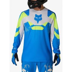 Bluza enduro męska Fox Ranger LS Jersey Tactile. Niebieskie bluzy męskie FOX, m, bez wzorów, z jersey, bez kaptura, rowerowe. Za 247.49 zł.